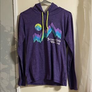 Anvil Purple Hoodie with Mountain Graphic